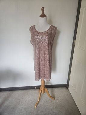 LC Lauren Conrad Blush Pink Sequin Cap Sleeve Shift Dress